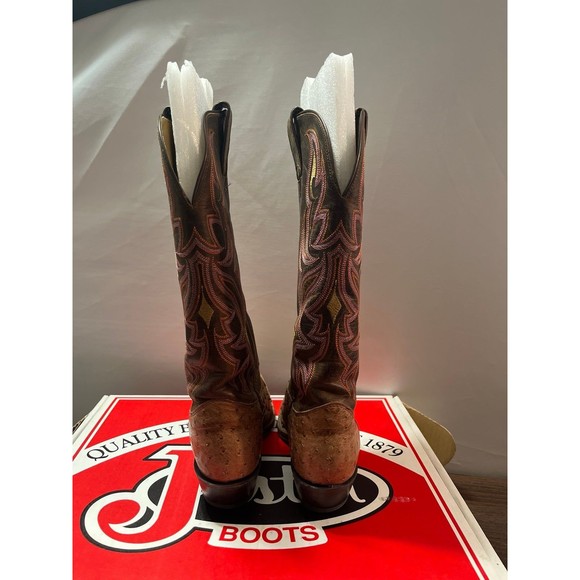 Justin Tan Pint Ostrich with Brown uppers  size 6B - Picture 5 of 7